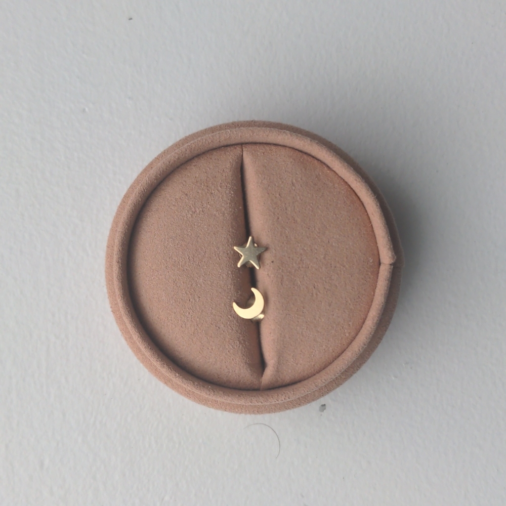 Gold star and moon stud earrings